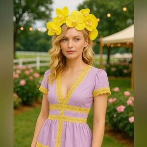 New Derby Hat Statement Yellow Orchid Fascinator Headband & Garden Party Ready